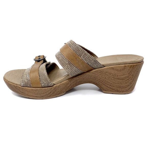 Dansko Jessie Brown Lizard Leather Buckle Sandals - Picture 6 of 12